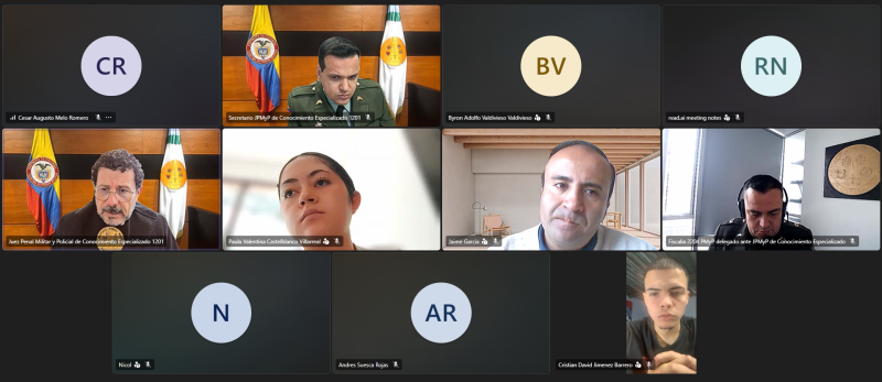 Captura de pantalla de la audiencia virtual de lectura de sentencia 